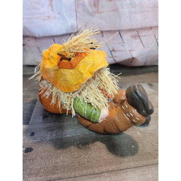 Scarecrow Leaning on pumpkin AS IS crow farmer fall autumn decor - Picture 4 of 6